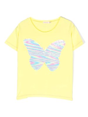 Billieblush butterfly-motif sequinned T-shirt - Yellow