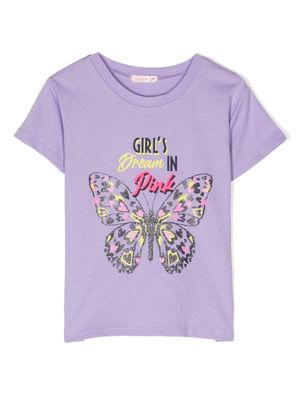 Billieblush butterfly-print cotton T-shirt - Purple