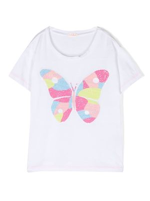 Billieblush butterfly-print round-neck T-shirt - White