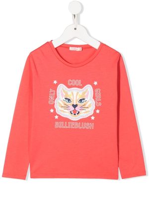 Billieblush cat-print long-sleeve T-shirt - Pink