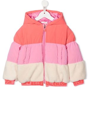 Billieblush colour-block hooded puffer jacket - Pink