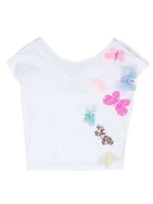 Billieblush cotton butterfly embellished T-shirt - White