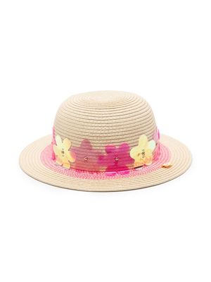 Billieblush flower-appliqué sun hat - Neutrals