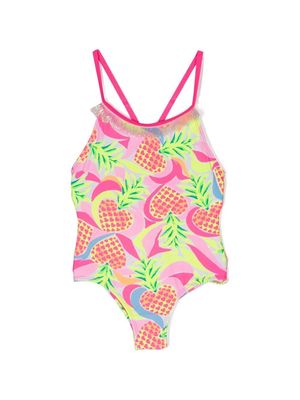 Billieblush fringe-detail pineapple-print swimsuit - Pink