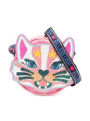 Billieblush glitter-cat logo-strap shoulder bag - Pink