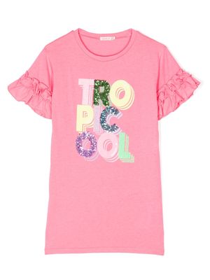 Billieblush glitter-detail slogan-print T-shirt - Pink