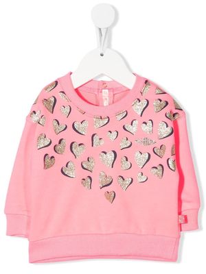 Billieblush glitter heart-print sweatshirt - Pink