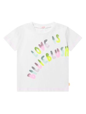 Billieblush glitter-logo organic-cotton T-shirt - White