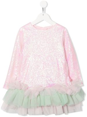 Billieblush glitter tulle long-sleeve dress - Pink