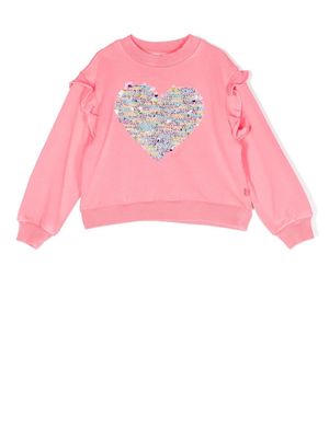 Billieblush heart-embroidered crew-neck sweatshirt - Pink