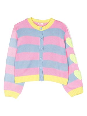 Billieblush heart-embroidered stripe cardigan - Blue