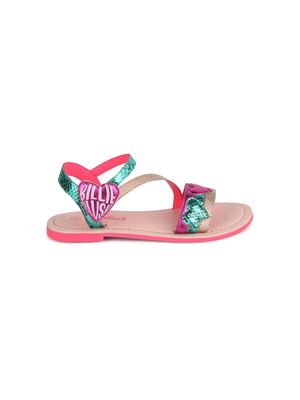 Billieblush heart-motif leather sandals - Pink