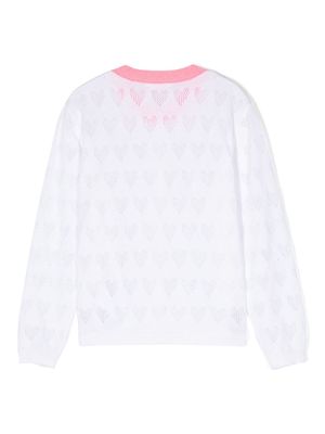 Billieblush heart-pointelle cotton cardigan - White