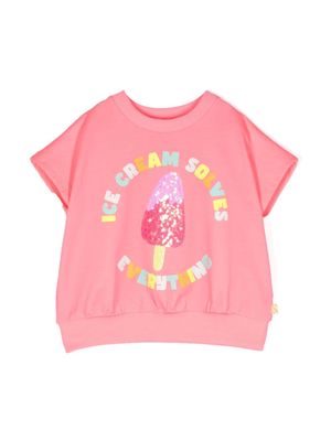 Billieblush ice cream-sequined jersey T-shirt - Pink
