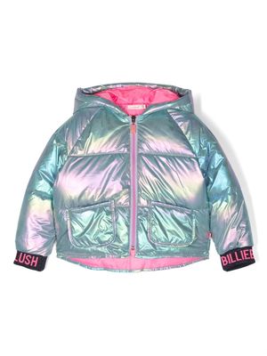 Billieblush iridescent-effect padded jacket - Blue