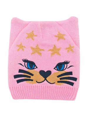 Billieblush Kitty intarsia-knit beanie - Pink