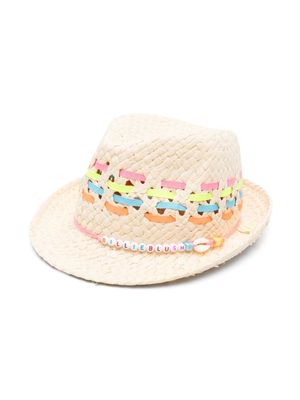 Billieblush letter-bead embellished sun hat - Neutrals