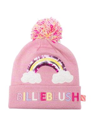 Billieblush logo-embroidered pompom-detail beanie - Pink