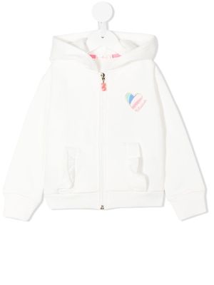 Billieblush logo heart-embroidered hoodie - White