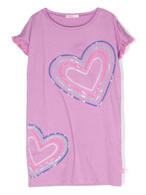 Billieblush love heart-print sequinned T-shirt dress - Purple