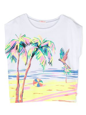Billieblush palm-tree-print T-shirt - White
