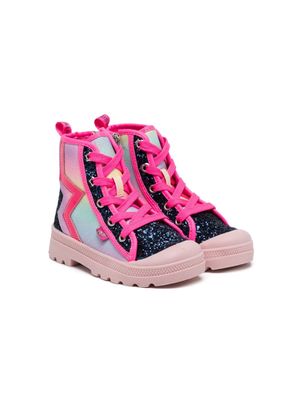Billieblush panelled glitter lace-up boots - Pink