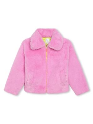 Billieblush patch-detail faux-fur jacket - Pink