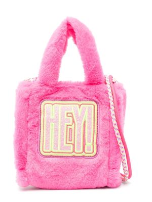 Billieblush patch-detail faux-fur shoulder bag - Pink