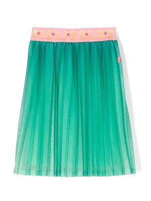 Billieblush pleated logo-waist midi skirt - Green