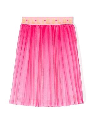 Billieblush pleated logo-waist midi skirt - Pink