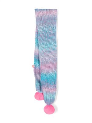 Billieblush pompom-detail chunky-knit scarf - Blue