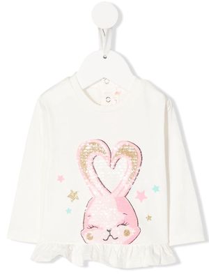 Billieblush rabbit-print long-sleeve T-shirt - Neutrals