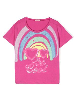 Billieblush rainbow-motif sequinned T-shirt - Pink