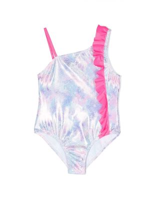 Billieblush ruffled-detail glitter swimsuit - White