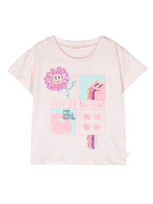 Billieblush sequin-detailing illustration-print T-shirt - Pink