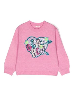 Billieblush sequin-embellished crew-neck jumper - Pink