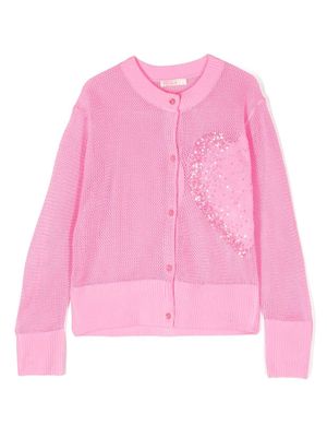 Billieblush sequin-embellished heart cardigan - Pink