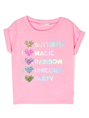 Billieblush sequin-embellished short-sleeve T-shirt - Pink