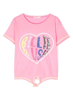 Billieblush sequin-logo T-shirt - Pink