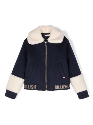 Billieblush shearling-collar zip-up jacket - Blue