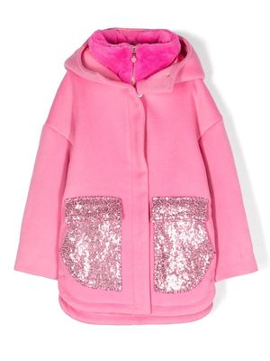 Billieblush single-breasted hooded coat - Pink