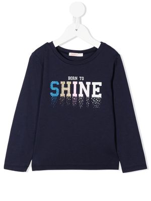 Billieblush sparkle slogan cotton T-shirt - Blue