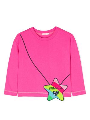 Billieblush star-appliqué long-sleeved T-shirt - Pink