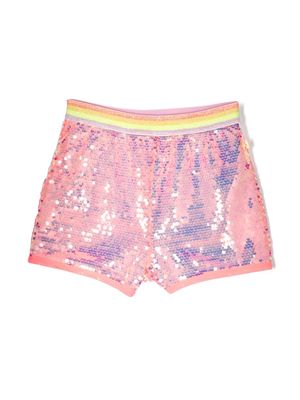 Billieblush striped-waistband sequin shorts - Pink