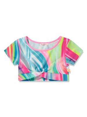 Billieblush swirl-print cropped T-shirt - Blue