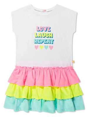 Billieblush tiered-skirt slogan-print dress - White