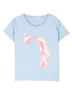 Billieblush unicorn-studded T-shirt - Blue