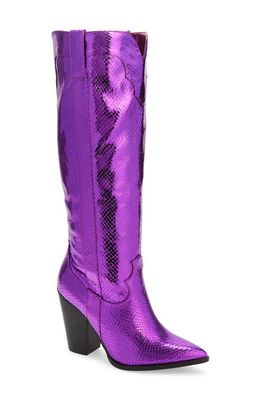 Billini Francoise Pointed Toe Knee High Boot in Purple Metallic
