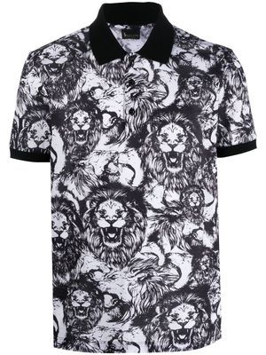 Billionaire all-over lion-print polo shirt - White