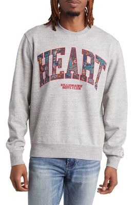 Billionaire Boys Club Heart Appliqué Sweatshirt in Heather Gr